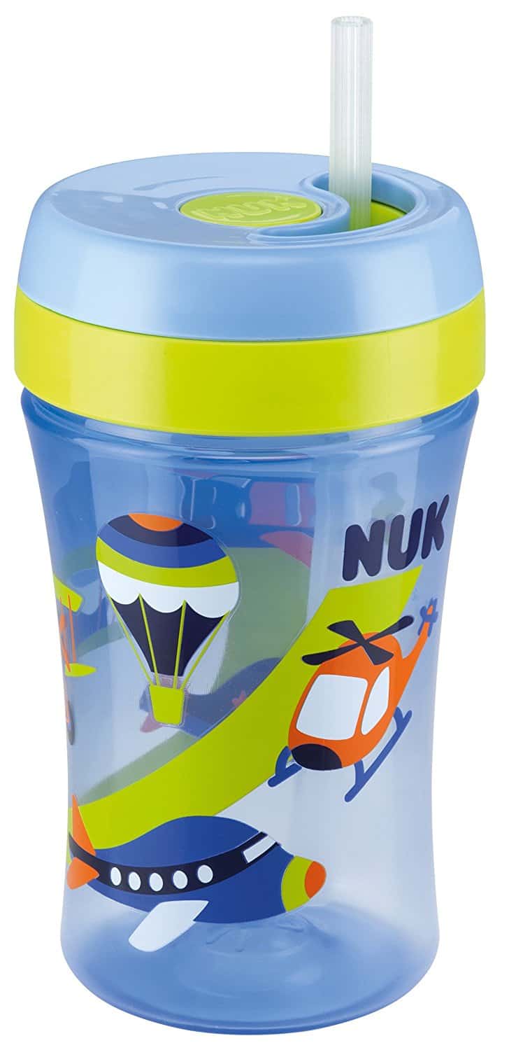 NUK Action Cup Trinklernflasche 230ml - Weicher Trinkhalm, Auslaufsicher, Ab 12 Monate