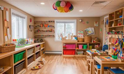 kita bastelraumgestaltung kreative beschäftigung kinder